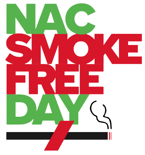 NAC Smoke Free Day Black Cigarette with red slash through the cigarette 